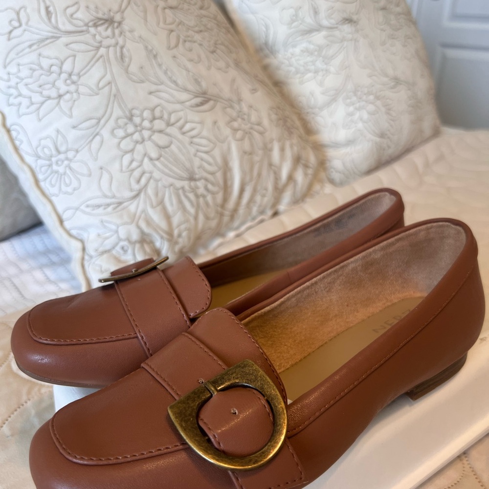 Naturalizer Brown Loafers with Gold Accent